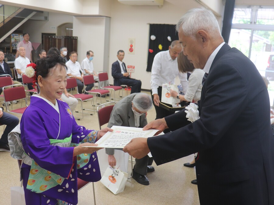 米寿対象者へお祝い状贈呈